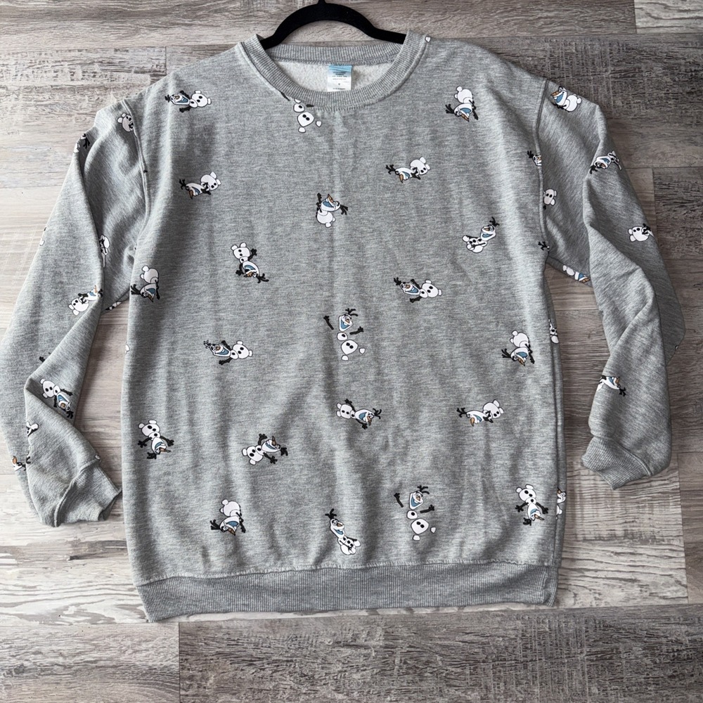 Disney Frozen Sweatshirt Women's Medium Olaf Christmas Sweater All Over Print